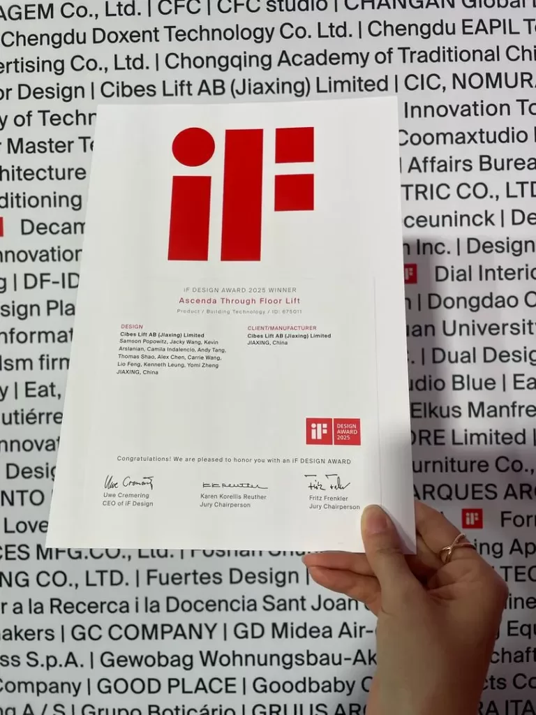 Ascenda home lift, iF Design Award Winner - 2025